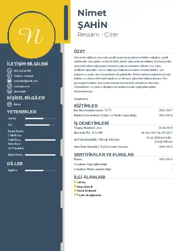 Ressam Cv Örnekleri cv indir